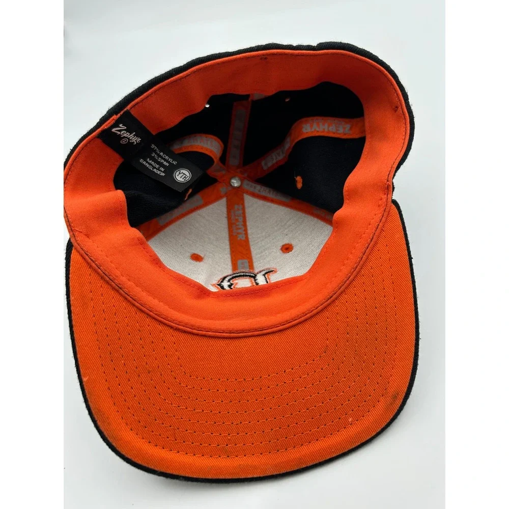 Zephyr Youth Boise State Broncos B Logo Hat Black Orange Stretch Fit Cap B657